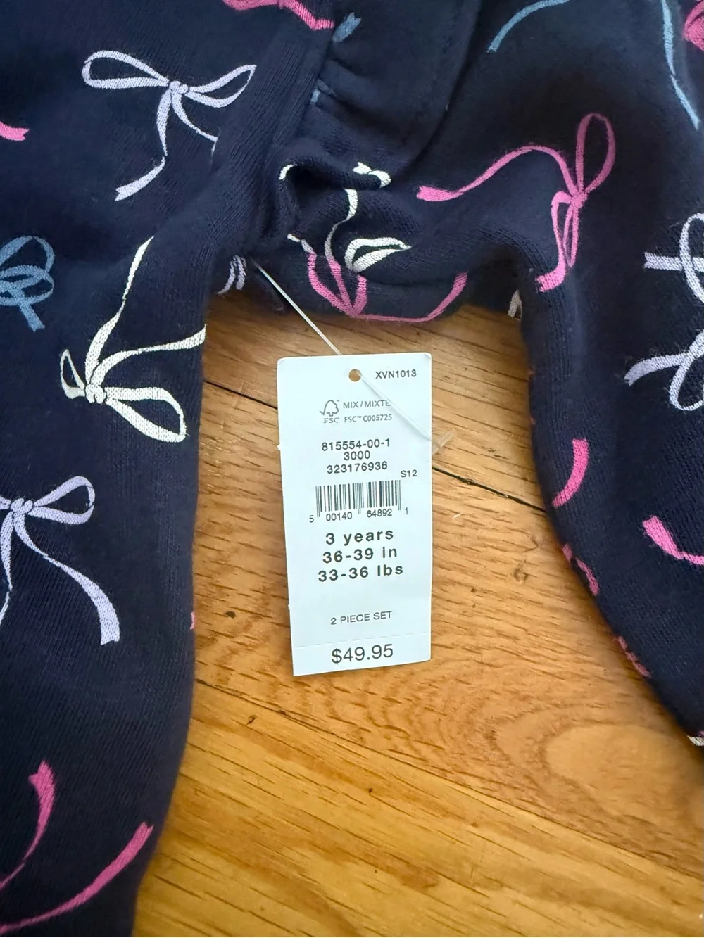 NWT Girls Gap Navy Bow Print Sweater & Leggings Set 3T
